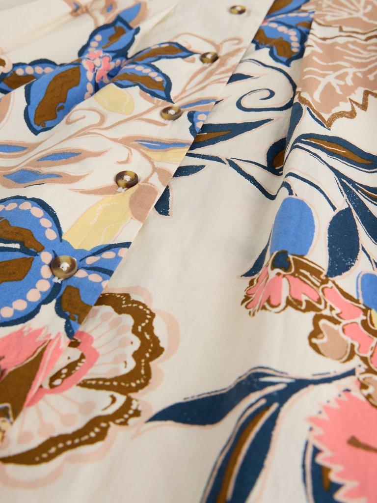 Kate Button Through Midi Dress in IVORY PR - FLAT DETAIL