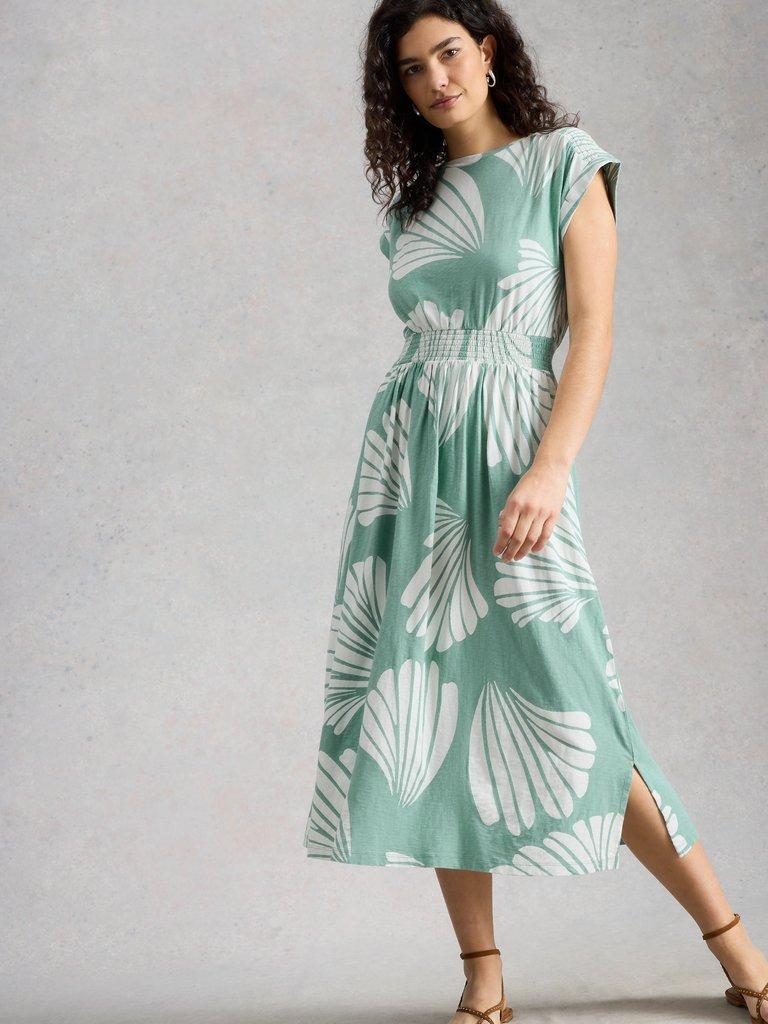 Mina Jersey Dress in TEAL PR - LIFESTYLE