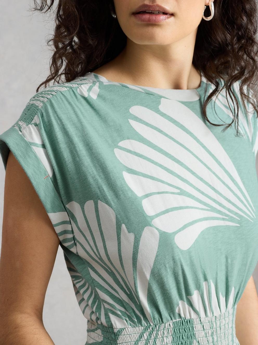 Mina Jersey Dress in TEAL PR - MODEL DETAIL