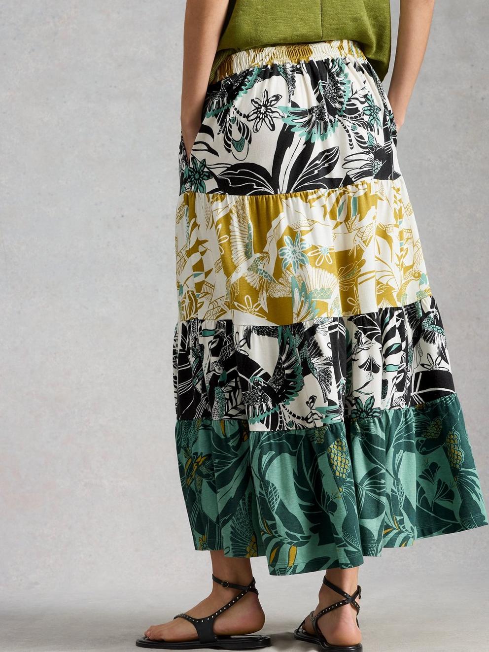 Clementine Jersey Maxi Skirt in IVORY MLT - MODEL BACK