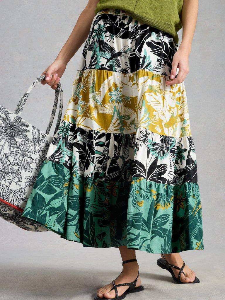 Clementine Jersey Maxi Skirt in IVORY MLT - MODEL DETAIL
