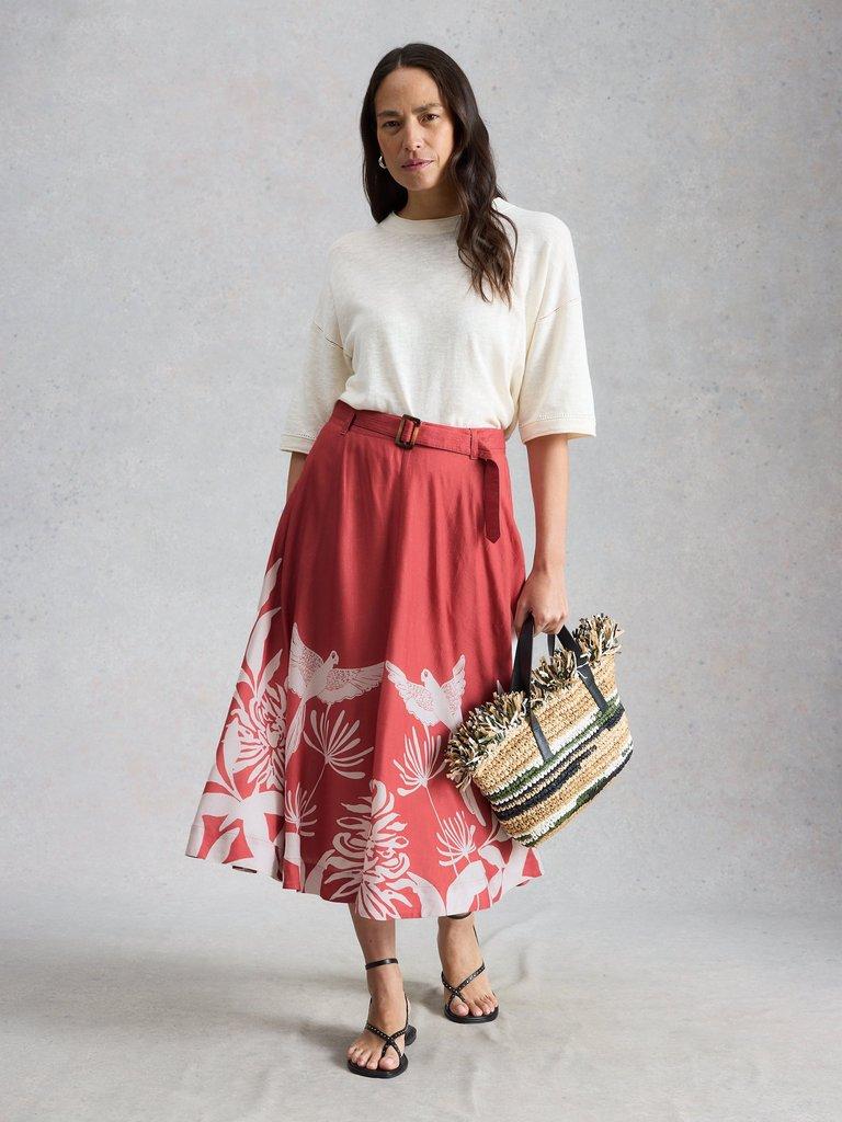 Darcie Midi Skirt in PINK PR - MODEL FRONT