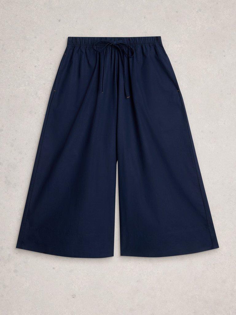 Lauryn Poplin Wide Leg Crop in DARK NAVY - FLAT FRONT
