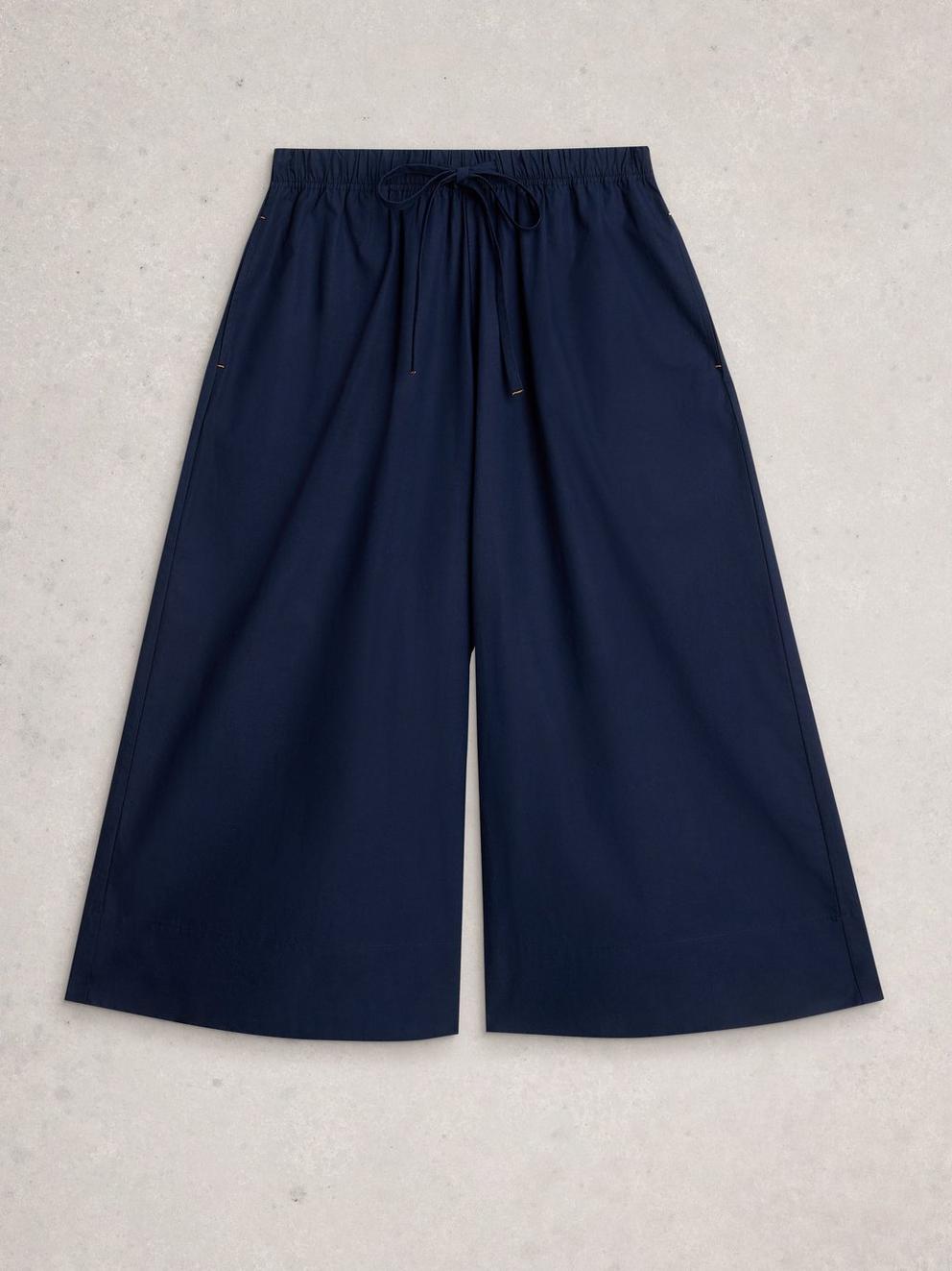 Lauryn Poplin Wide Leg Crop in DARK NAVY - FLAT FRONT