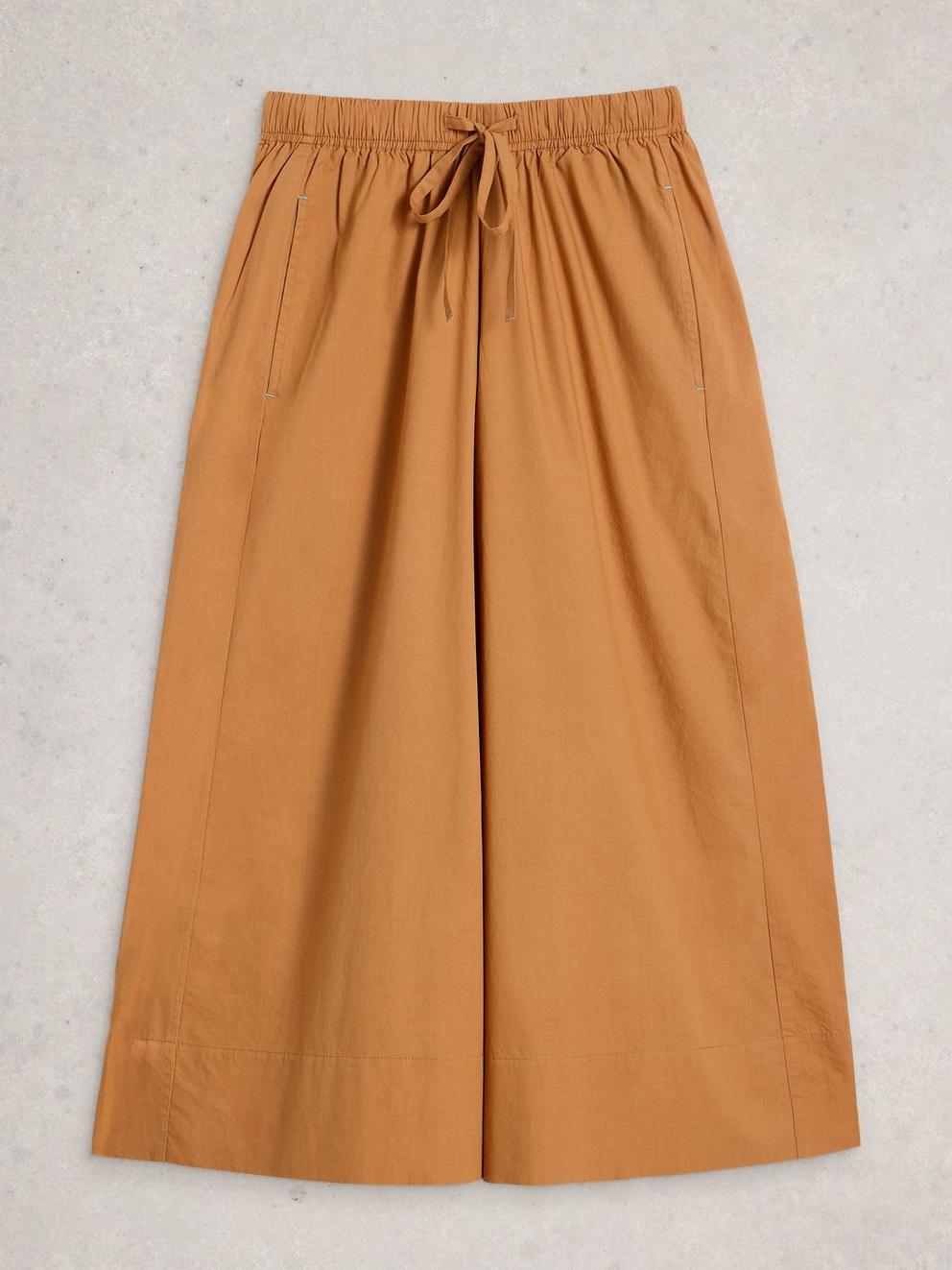 Lauryn Poplin Wide Leg Crop in MID TAN - FLAT FRONT