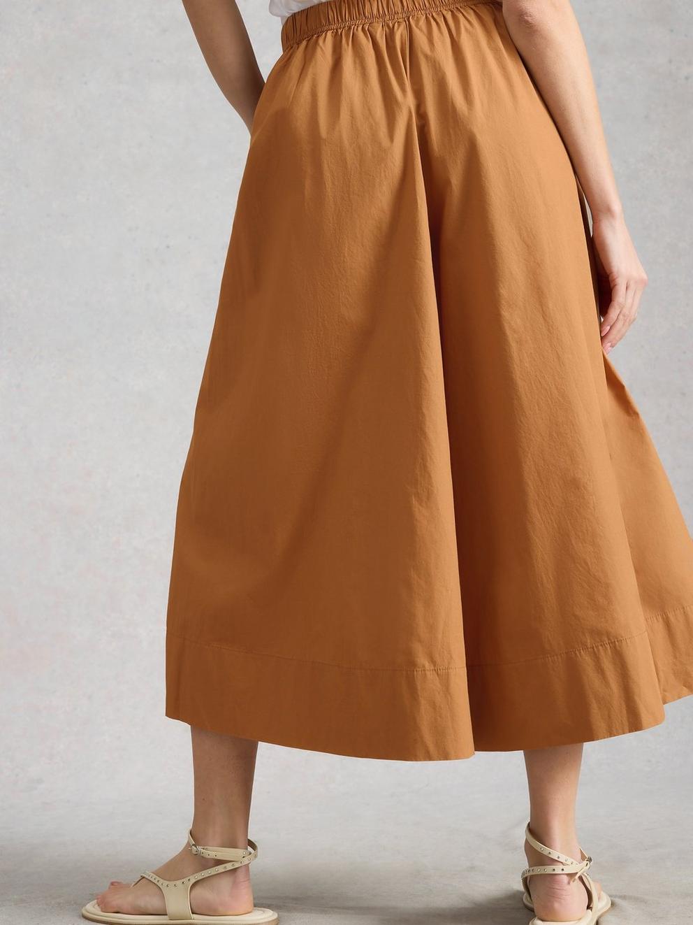 Lauryn Poplin Wide Leg Crop in MID TAN - MODEL BACK