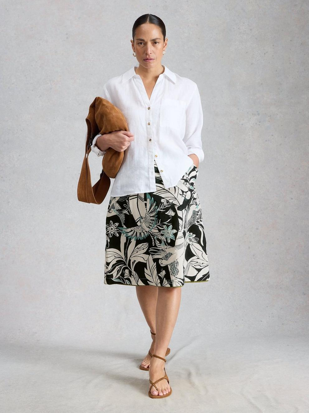 Nell Reversible Skirt in GREEN MLT - MODEL FRONT