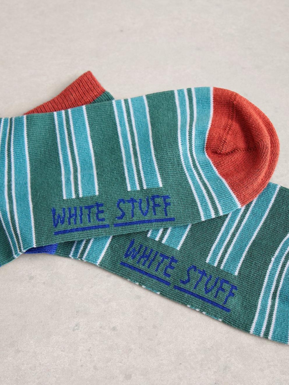 Striped Trainer Sock in GREEN MLT - FLAT DETAIL