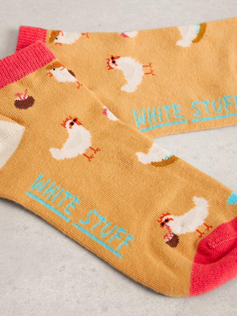 Holiday Chicken Trainer Sock in YELLOW MLT - FLAT DETAIL
