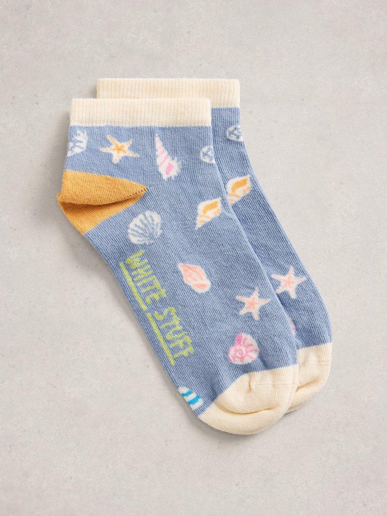 Shell Trainer Sock in BLUE MLT - FLAT FRONT