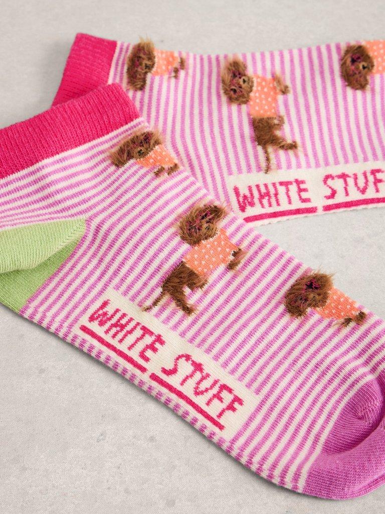 Fluffy Sausage Trainer Sock in PINK MLT - FLAT DETAIL