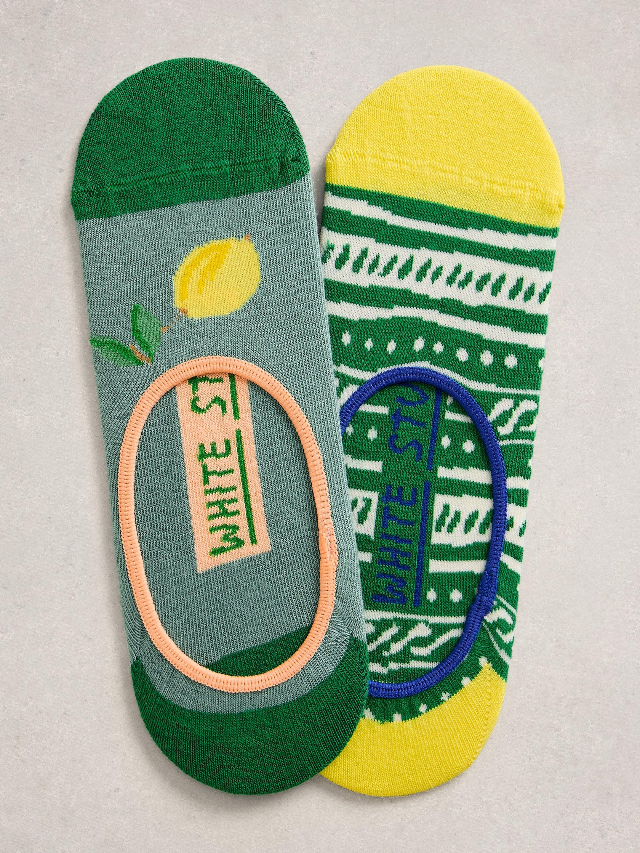 2PK Lemon No Show Socks