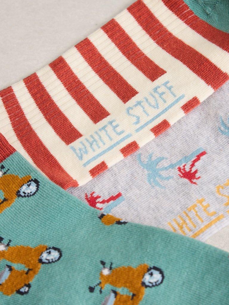 3PK Palm Trainer Socks in GREEN MLT - FLAT DETAIL