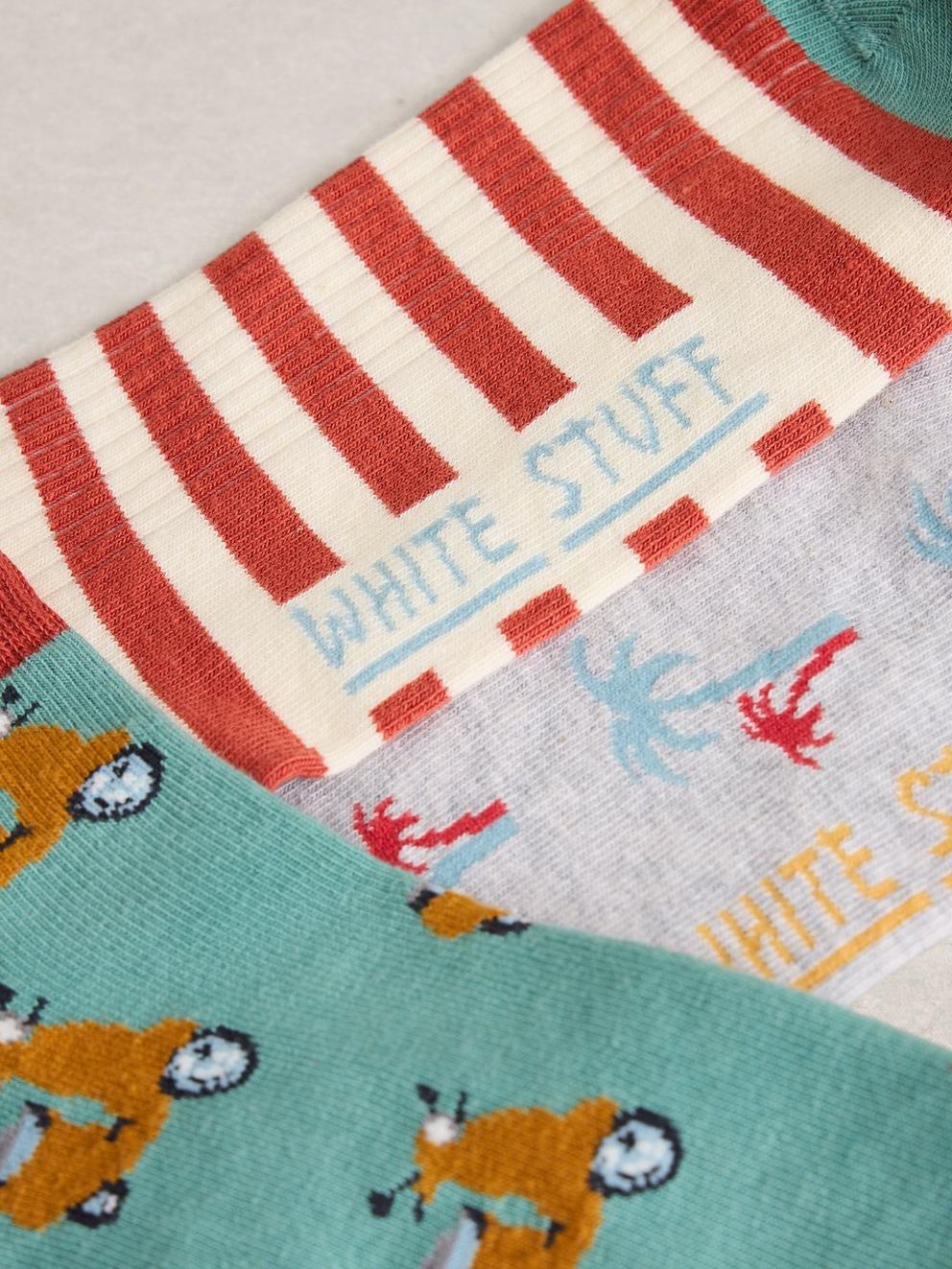 3PK Palm Trainer Socks in GREEN MLT - FLAT DETAIL