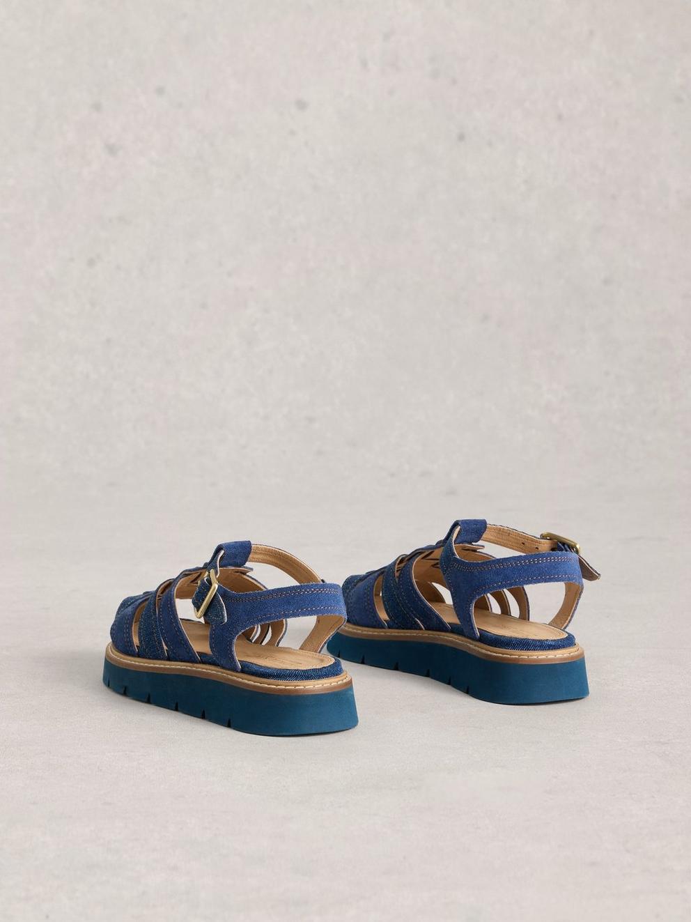Chunky Fisherman Strap Sandal in DENIM MLT - FLAT BACK