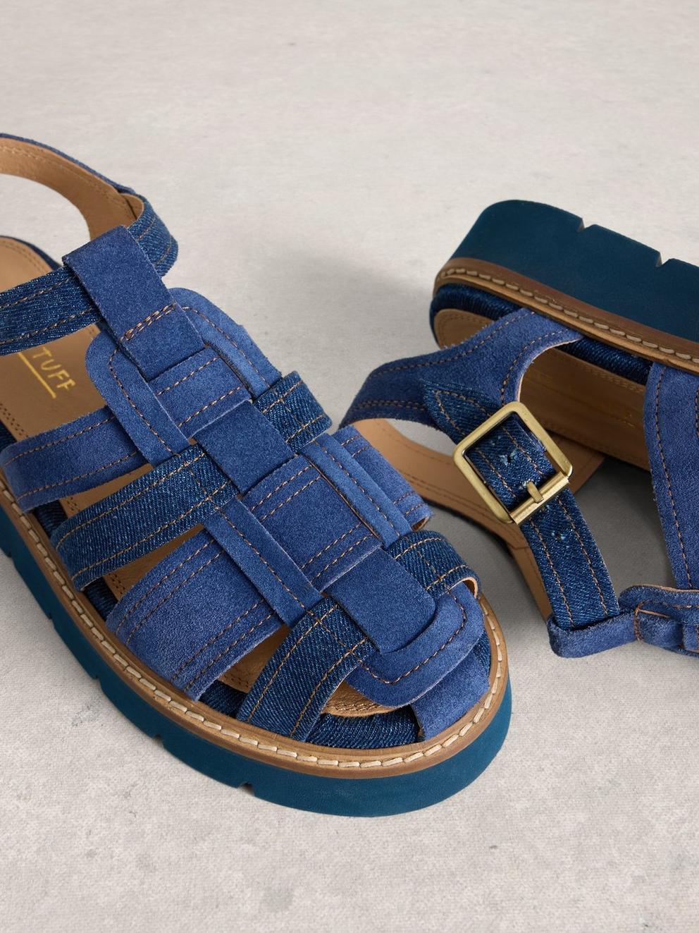 Chunky Fisherman Strap Sandal in DENIM MLT - FLAT DETAIL