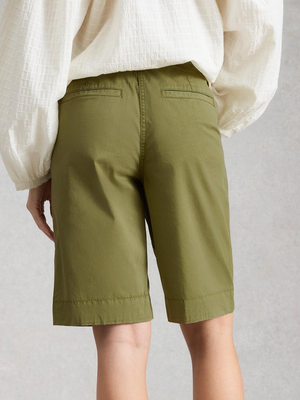 Heidi Chino Short in KHAKI GRN - MODEL BACK