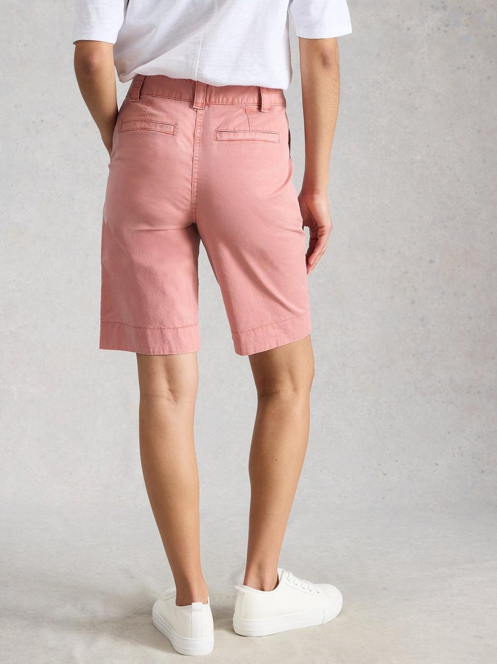 Heidi Chino Short in MID PINK - MODEL BACK