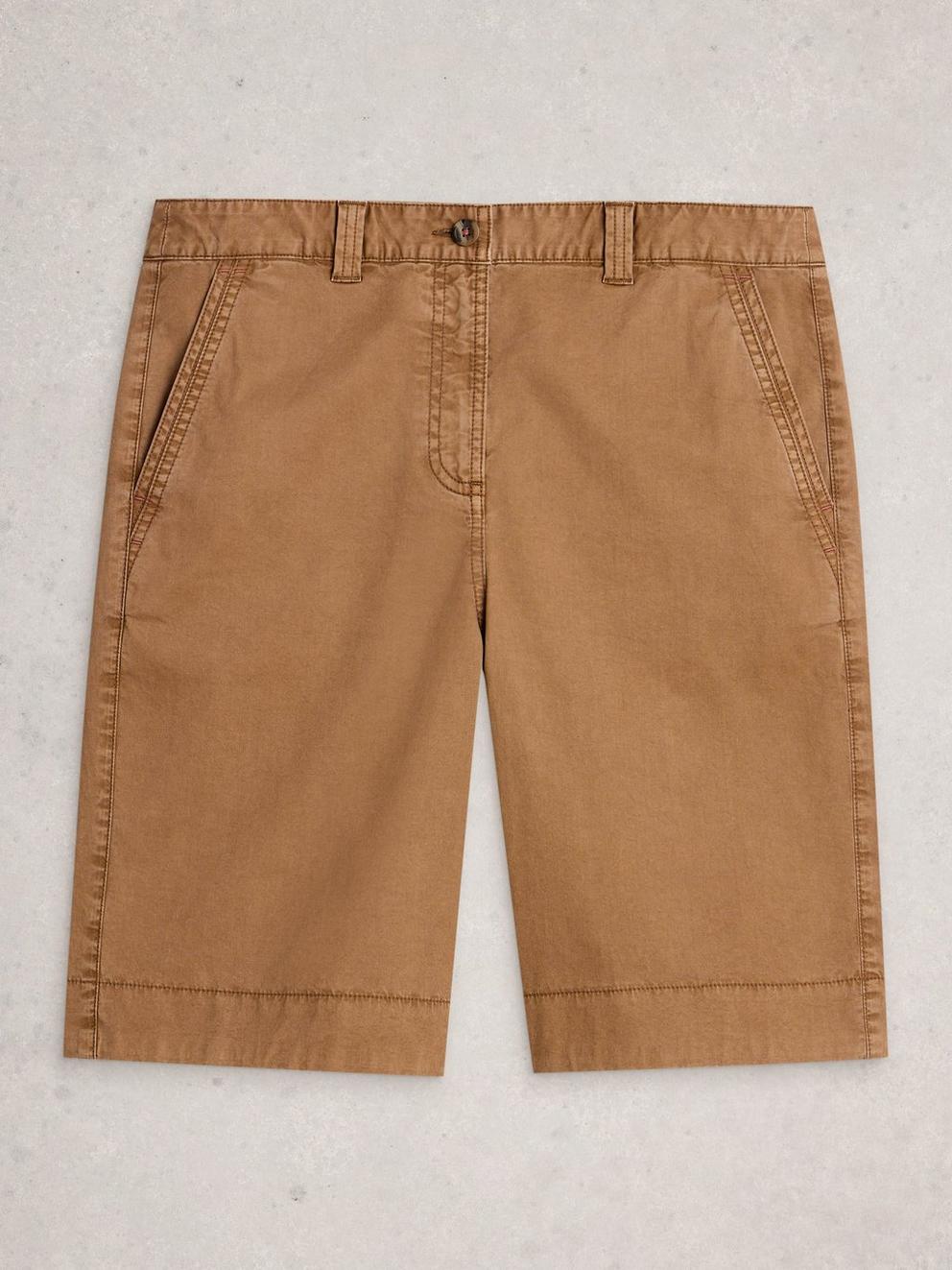 Heidi Chino Short in MID TAN - FLAT FRONT