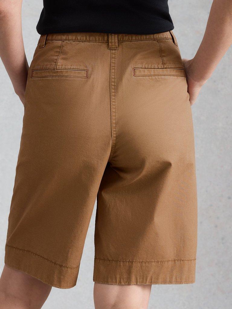 Heidi Chino Short in MID TAN - MODEL BACK