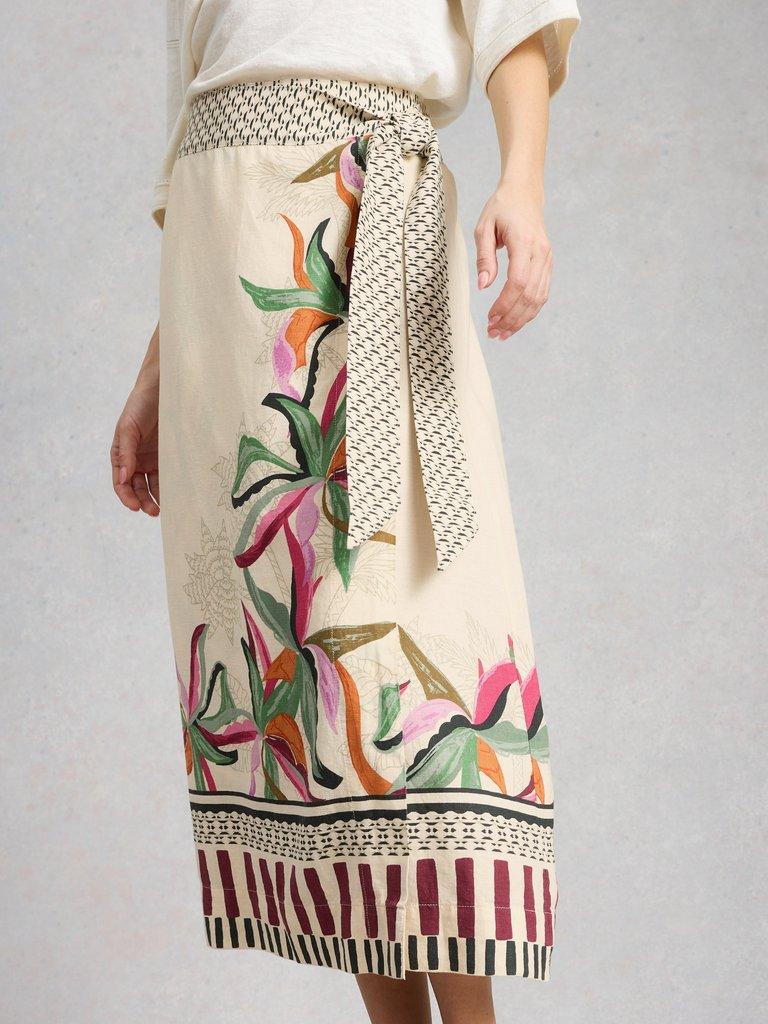 Alba Linen Blend Wrap Skirt in NAT PR - LIFESTYLE