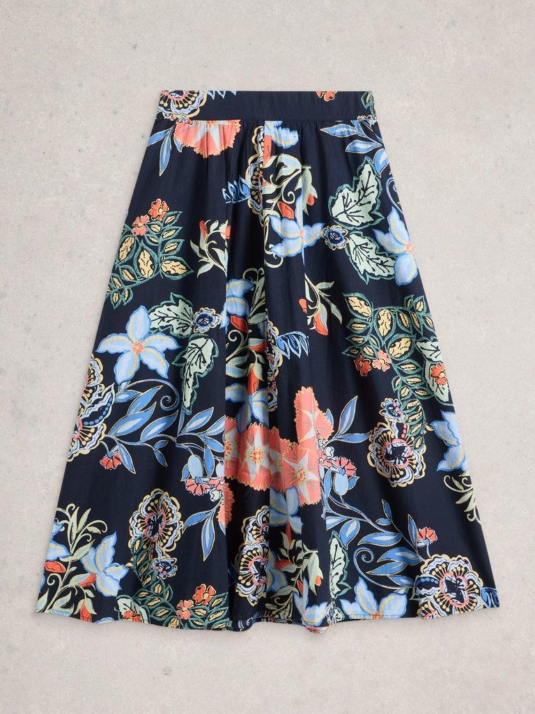 Abigail Midi Skirt Printed in NAVY PR - FLAT FRONT
