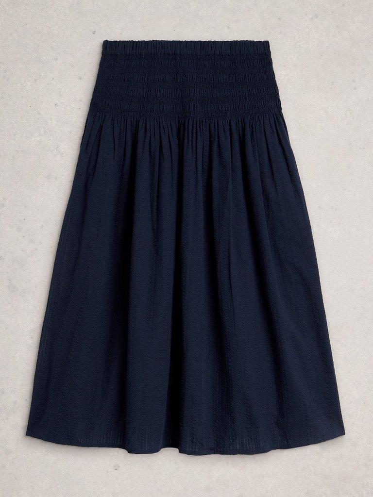 Suri Shirred Skirt in DARK NAVY - FLAT FRONT