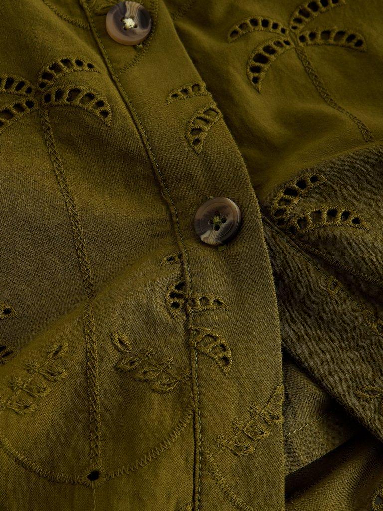 Ruben Broderie Midi Skirt in KHAKI GRN - FLAT DETAIL