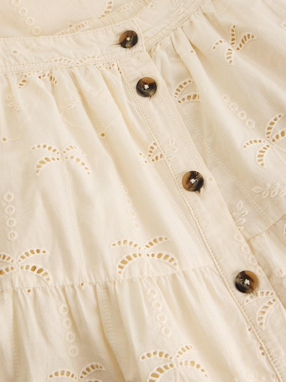 Ruben Broderie Midi Skirt in NAT WHITE - FLAT DETAIL