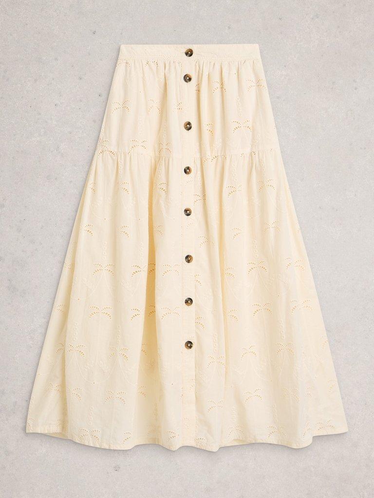Ruben Broderie Midi Skirt in NAT WHITE - FLAT FRONT