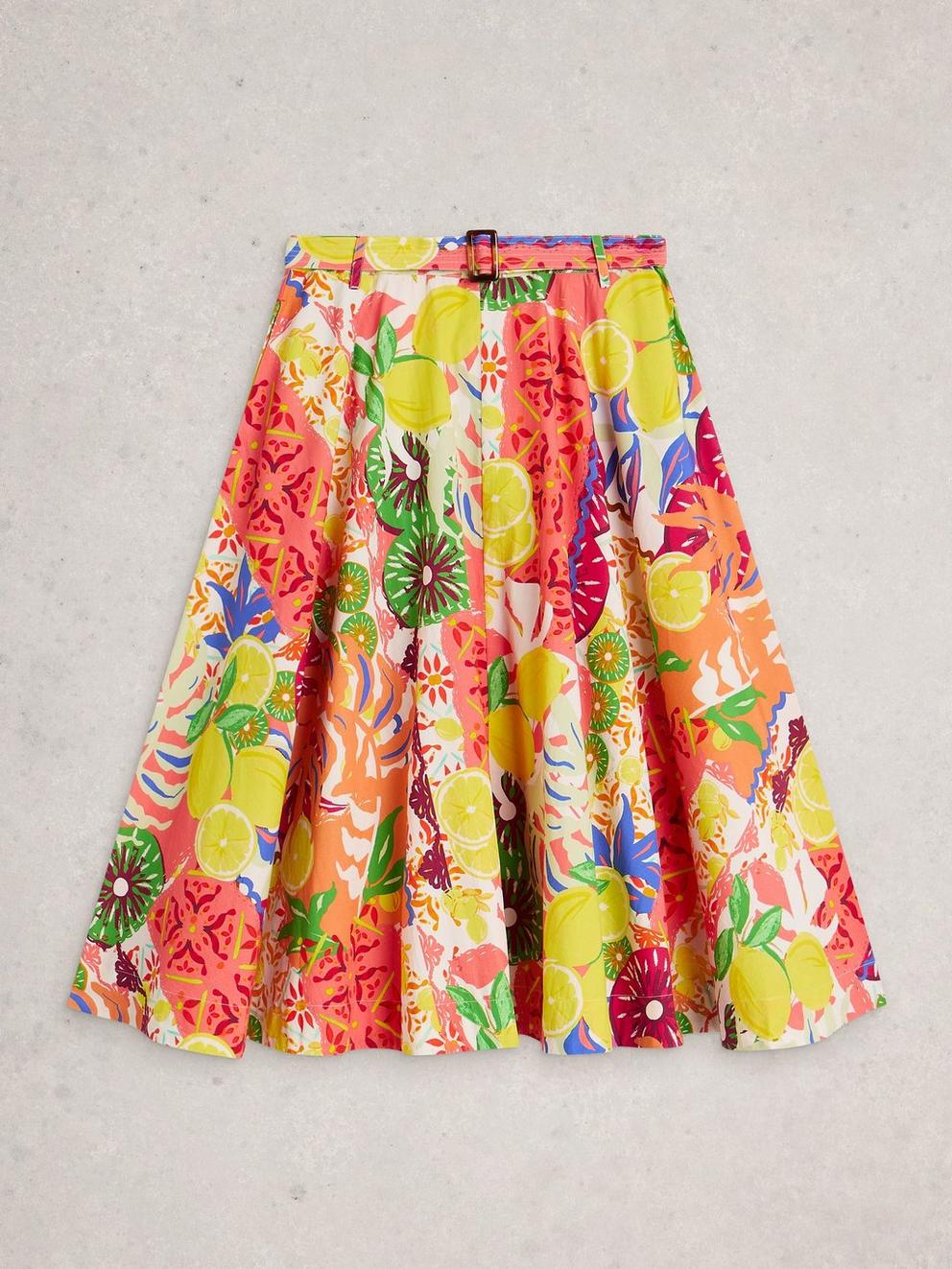 Darcie Midi Skirt in YELLOW MLT - FLAT FRONT
