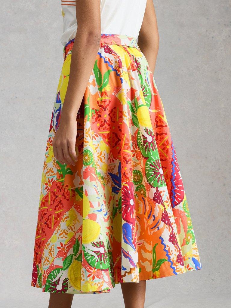 Darcie Midi Skirt in YELLOW MLT - MODEL BACK