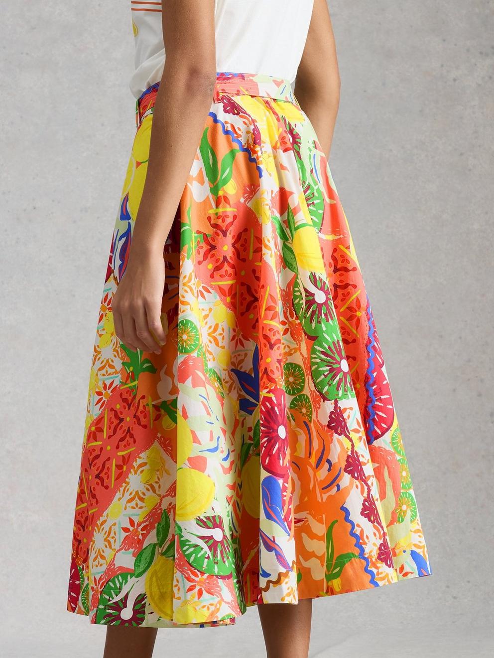 Darcie Midi Skirt in YELLOW MLT - MODEL BACK