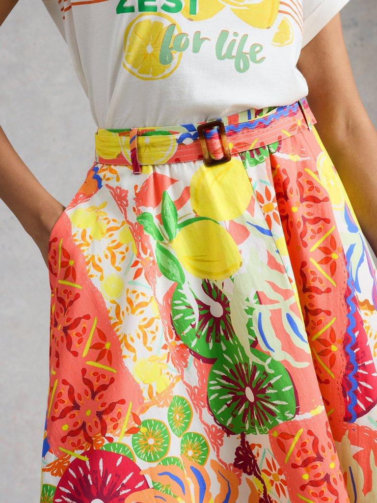 Darcie Midi Skirt in YELLOW MLT - MODEL DETAIL
