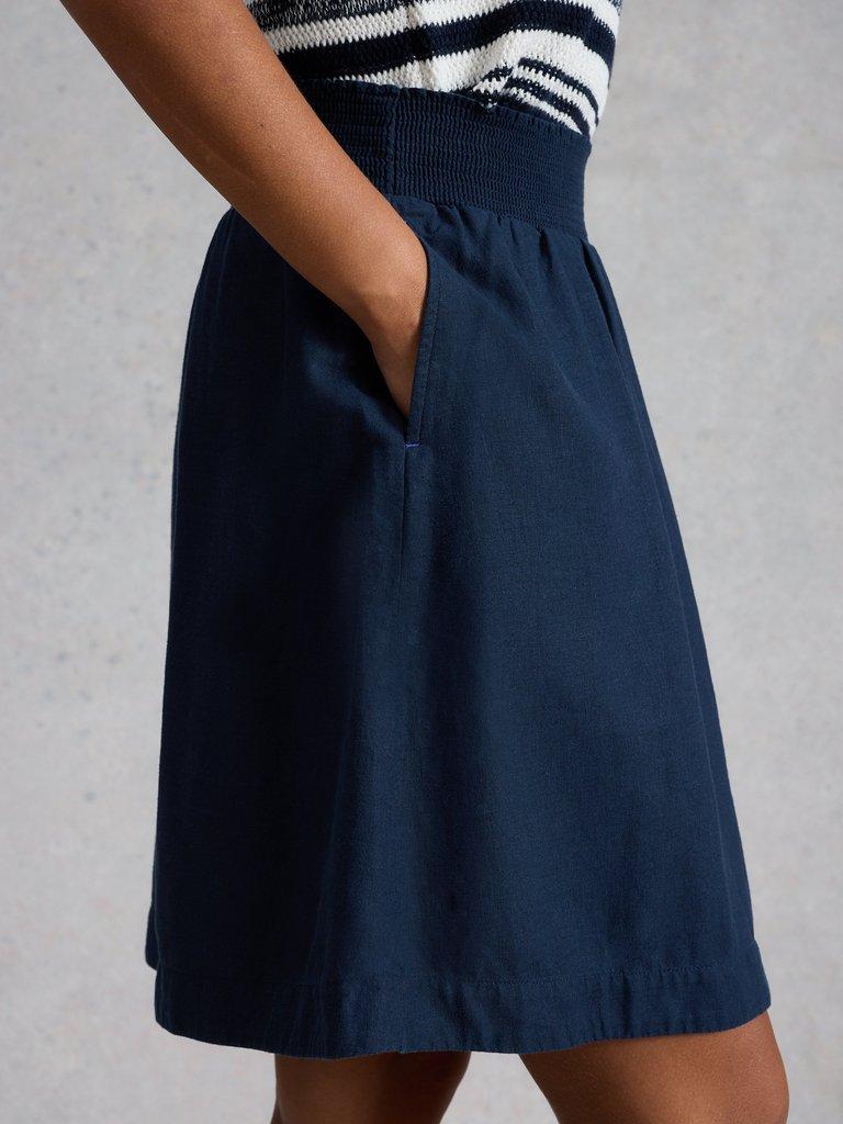Sheila Linen Blend Skirt in DARK NAVY - LIFESTYLE