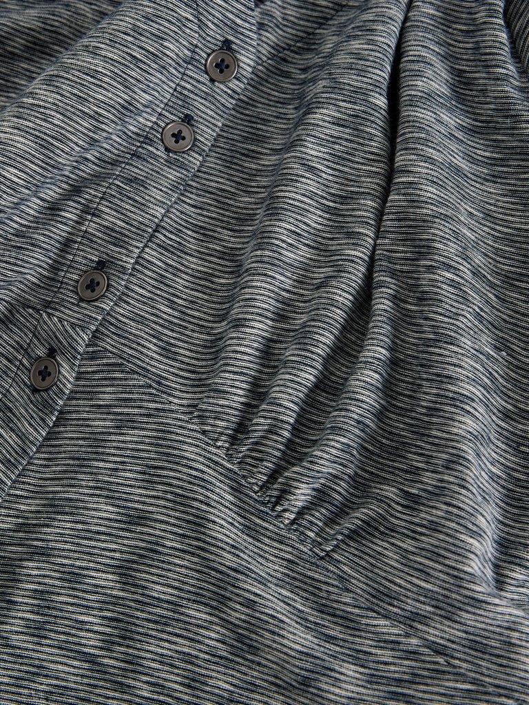 Megan Button Jersey Dress in NAVY MULTI - FLAT DETAIL