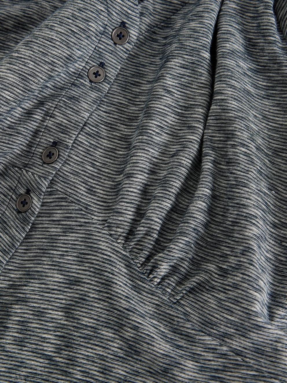 Megan Button Jersey Dress in NAVY MULTI - FLAT DETAIL