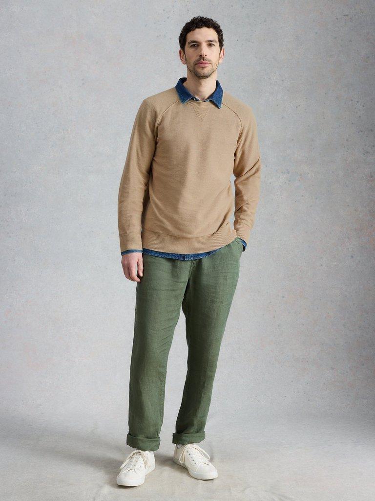 Attadale Linen Blend Jumper in LGT NAT - MODEL FRONT