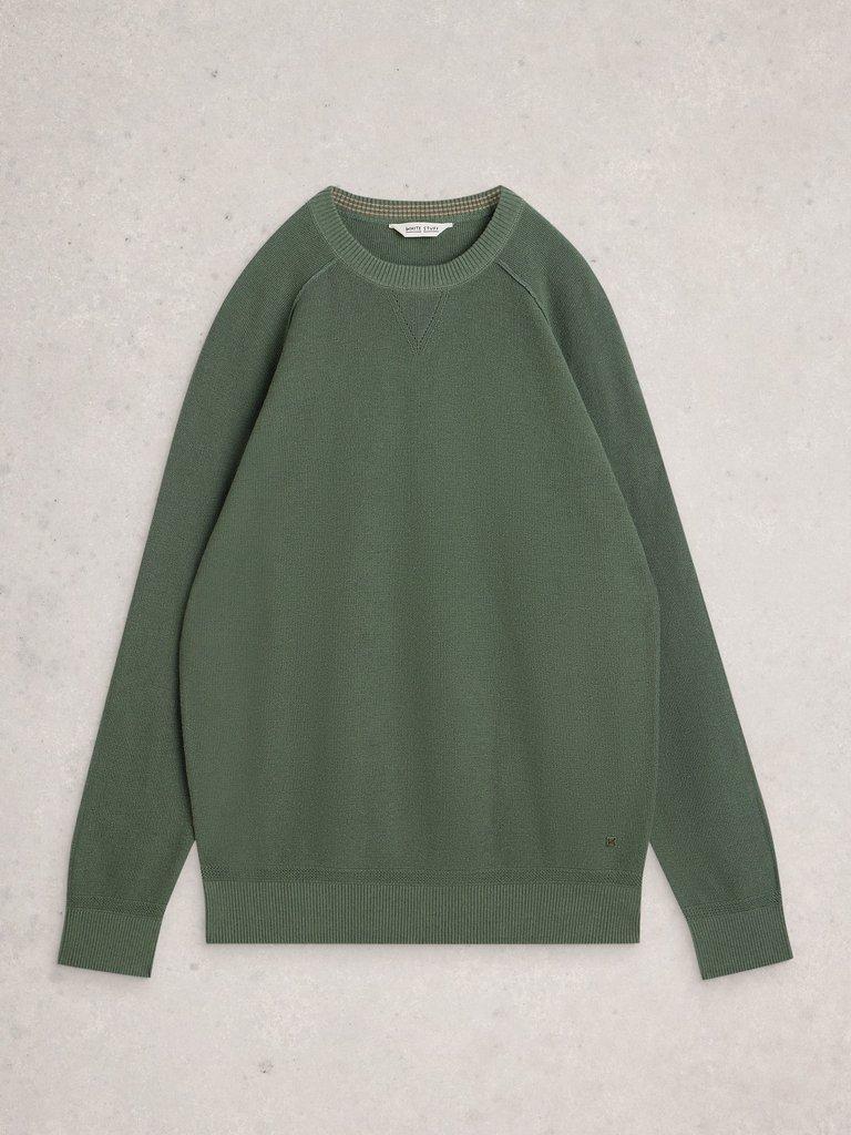 Attadale Linen Blend Jumper in MID GREEN - FLAT FRONT