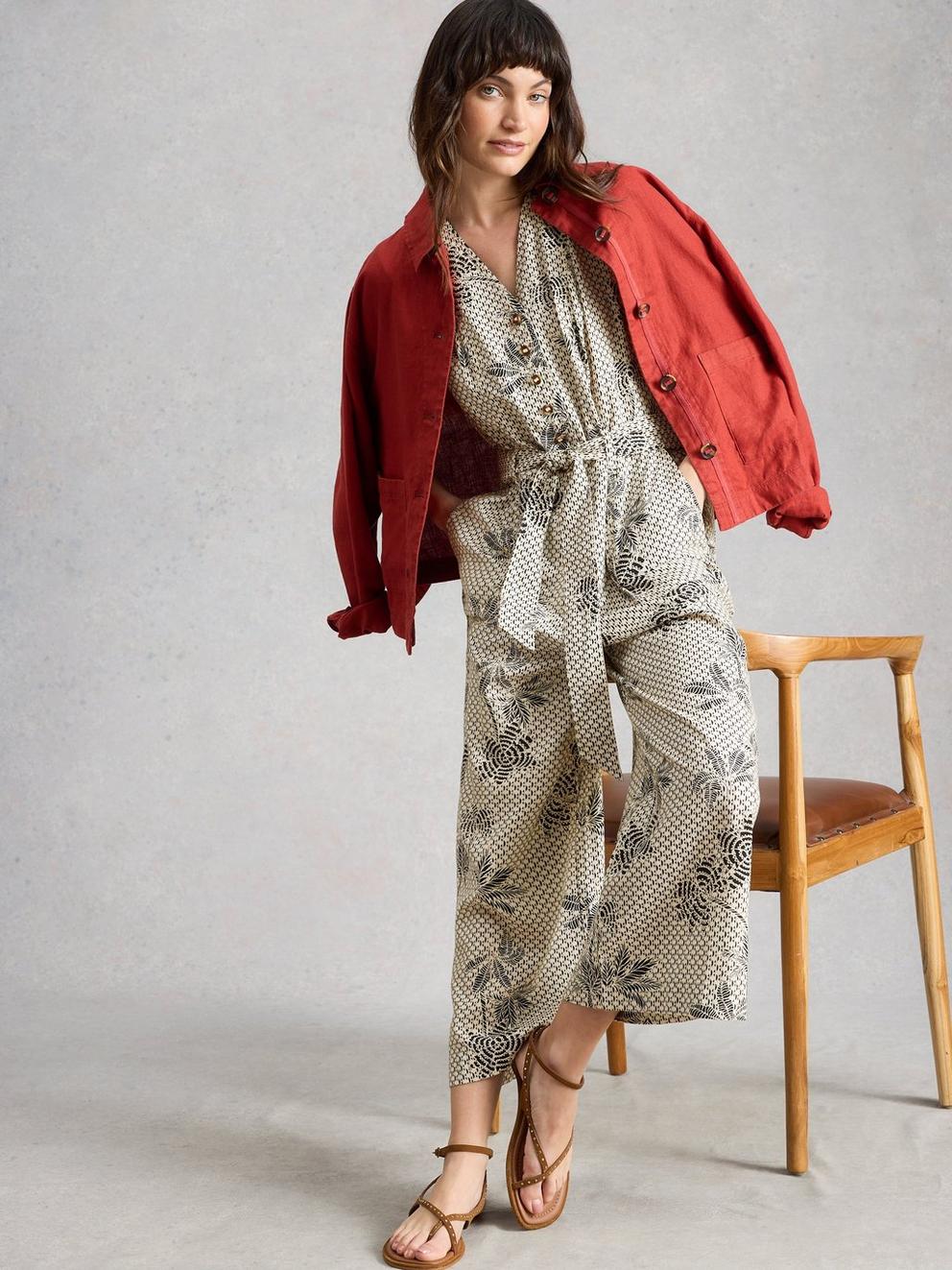 Betty Linen Blend Jumpsuit in IVORY PR - LIFESTYLE