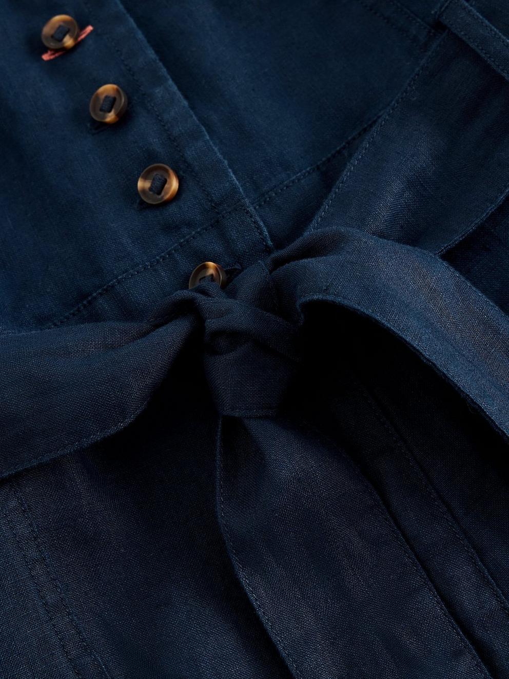 Betty Linen Jumpsuit in DARK NAVY - FLAT DETAIL
