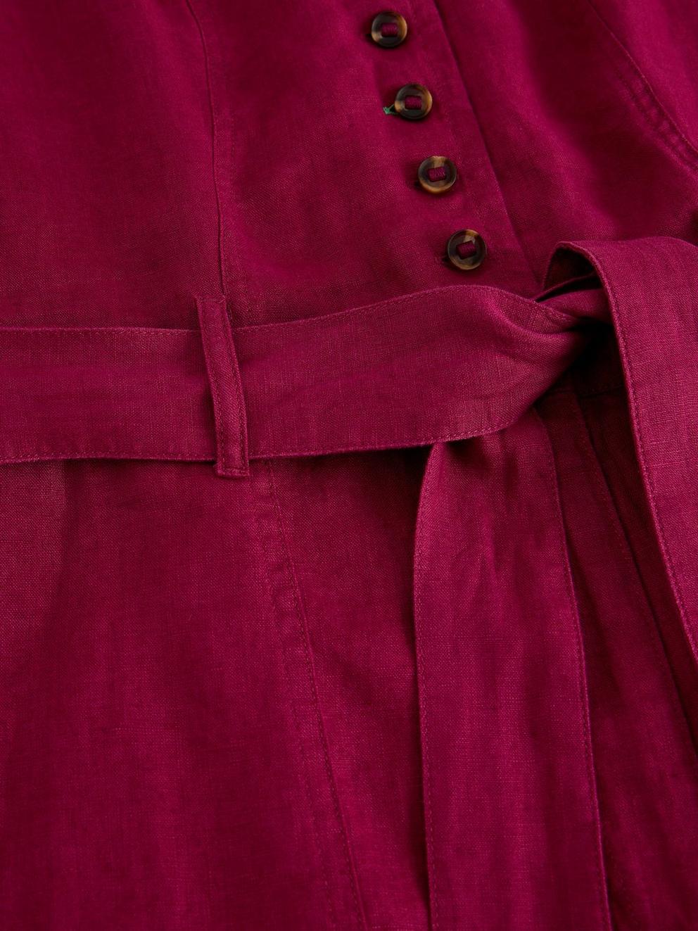 Betty Linen Jumpsuit in DK PINK - FLAT DETAIL