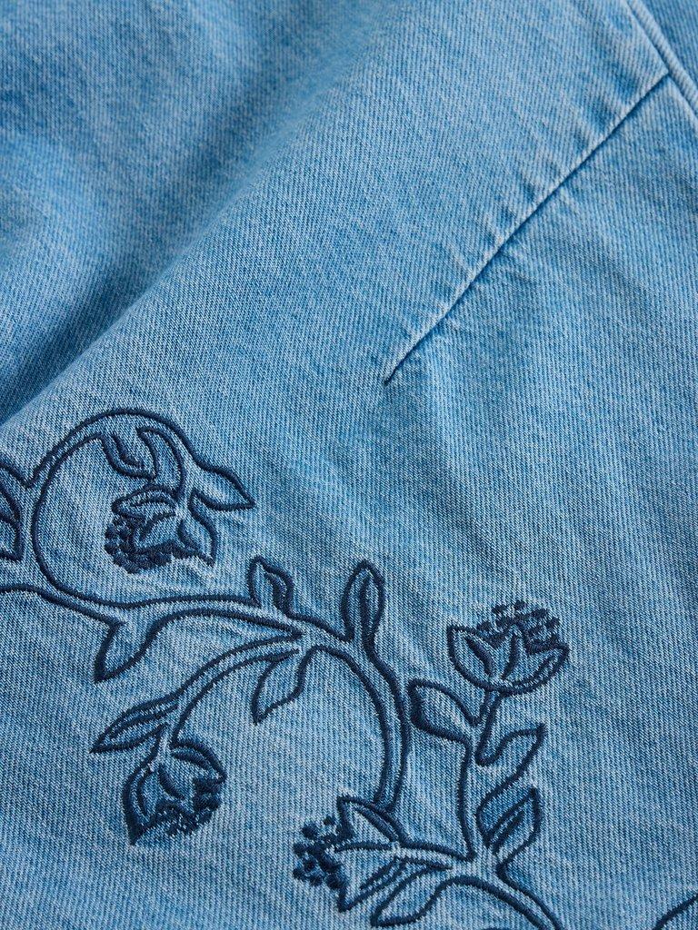 Aubrey Embroidered Barrel Jean in LGT DENIM - FLAT DETAIL