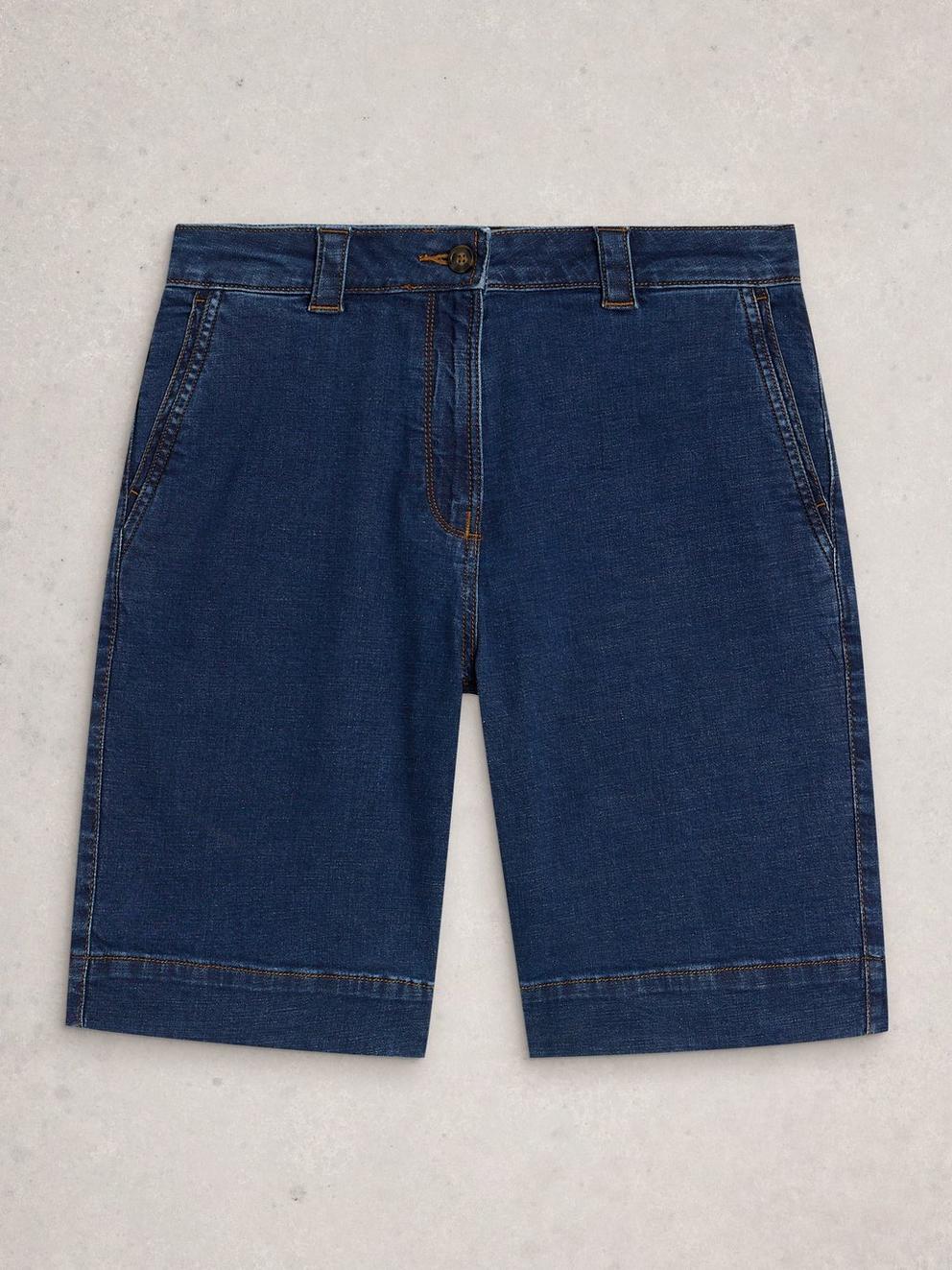 Heidi Denim Short in MID DENIM - FLAT FRONT