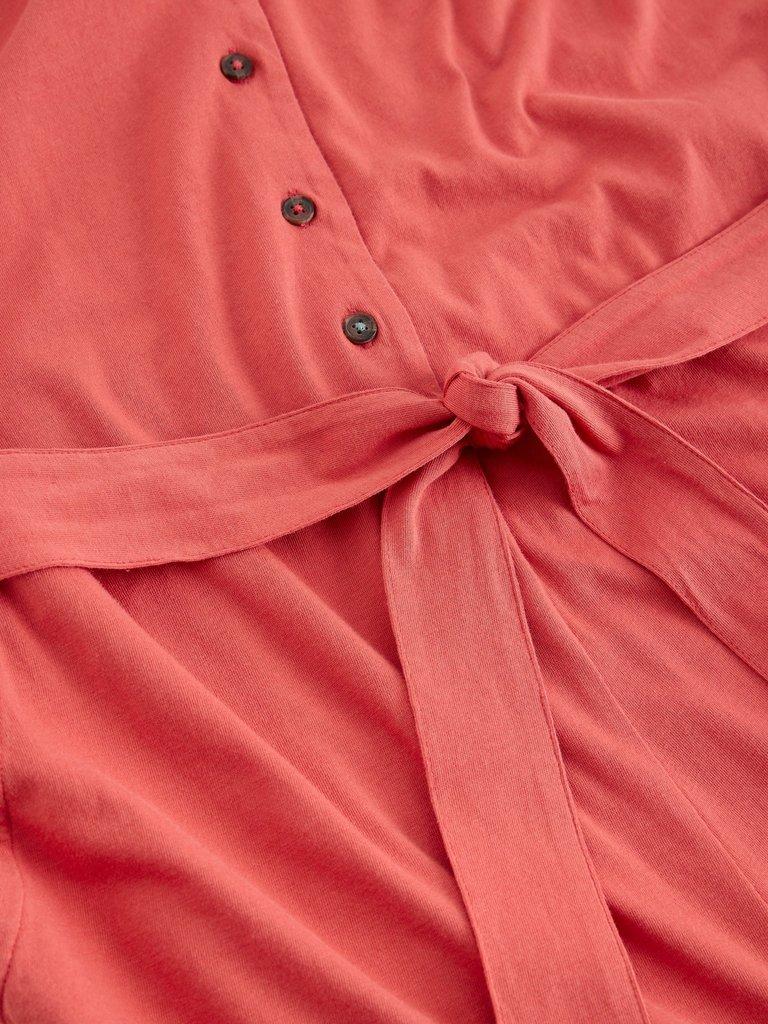 Isabella Jersey Jumpsuit in MID RED - FLAT DETAIL