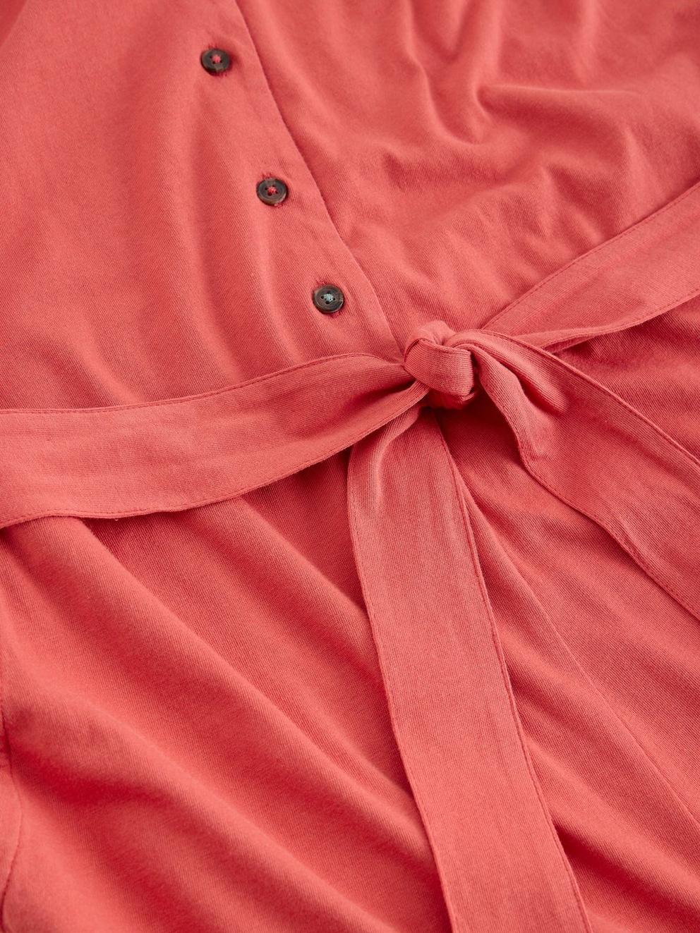 Isabella Jersey Jumpsuit in MID RED - FLAT DETAIL