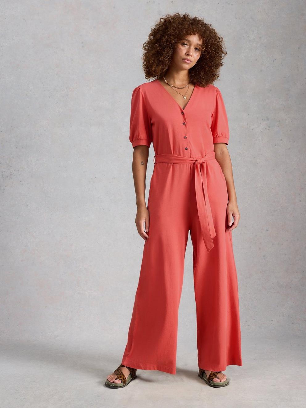 Isabella Jersey Jumpsuit in MID RED - LIFESTYLE