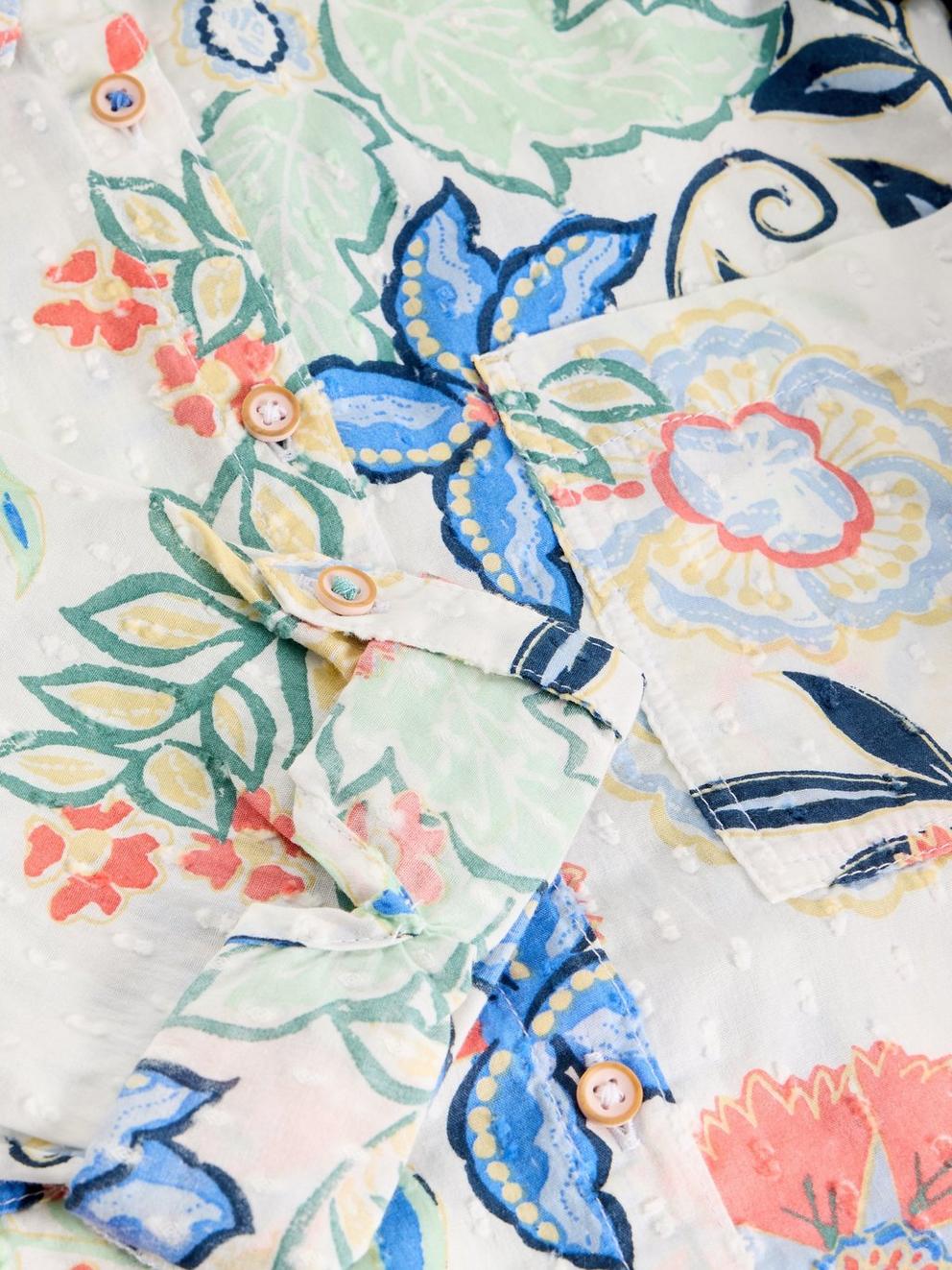 Sophie Organic Cotton Print Shirt in IVORY MLT - FLAT DETAIL