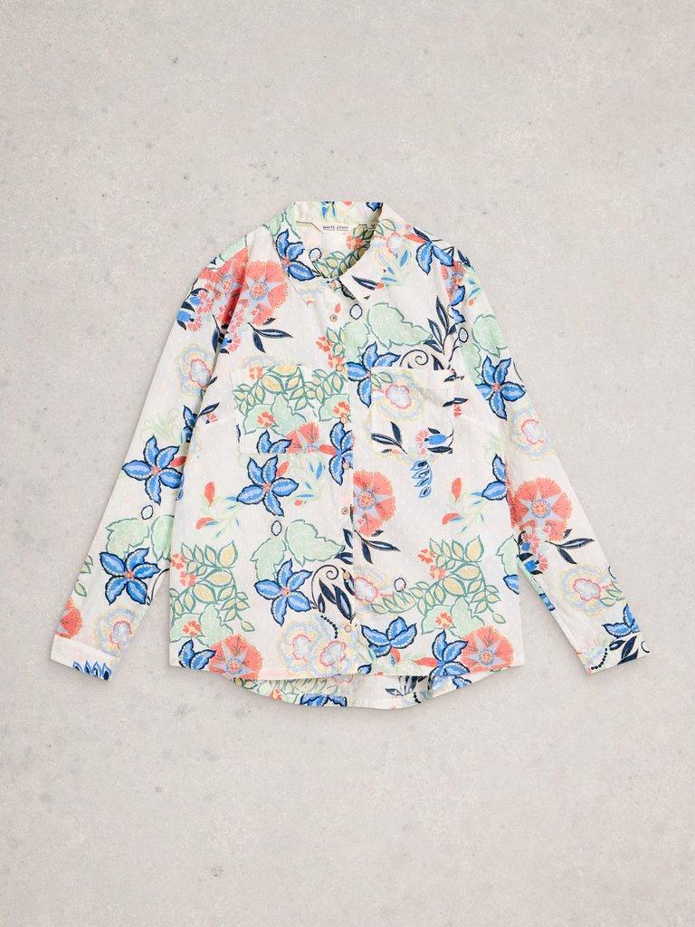 Sophie Organic Cotton Print Shirt in IVORY MLT - FLAT FRONT