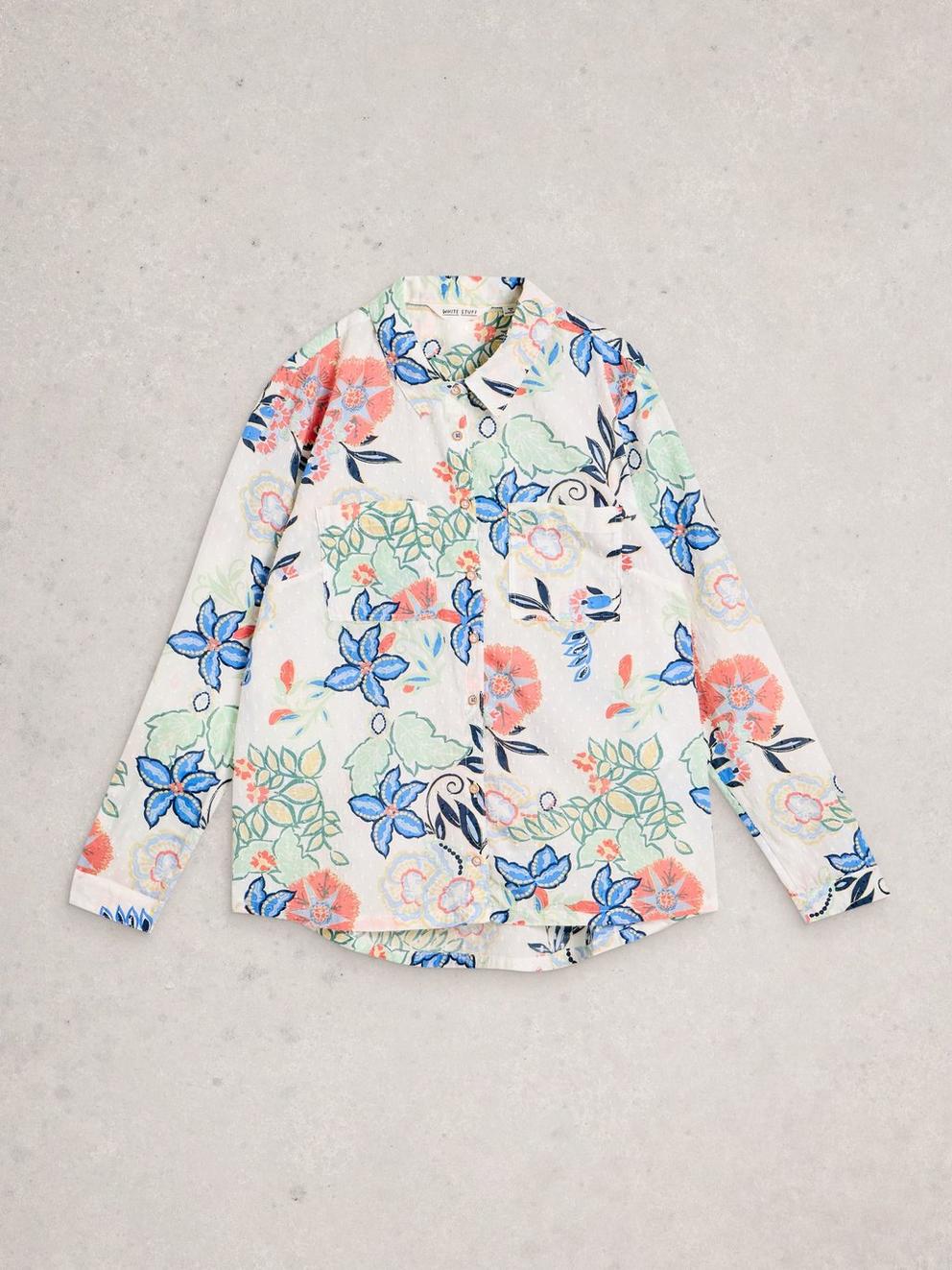 Sophie Organic Cotton Print Shirt in IVORY MLT - FLAT FRONT